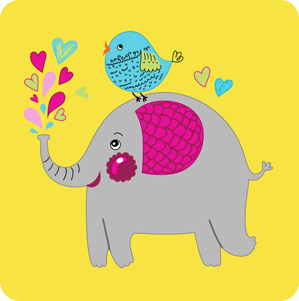 Happy Elephant yellow patch - animal lover collection