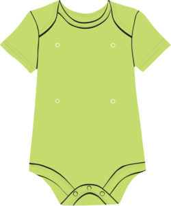 Green baby onesie with snaps