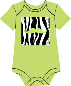 Zebra Mustache Green baby onesie