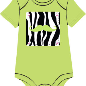 Zebra Mustache Green baby onesie