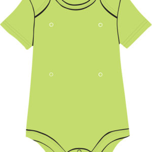 Green baby onesie with snaps